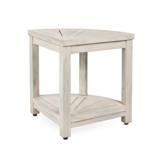 TeakCraft Gray Teak Shower Bench Seat for Bathroom - Waterproof Shower Stool - Fully Assembled, Rustic Gray Finish, The Cosima