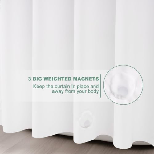 UFRIDAY White Long Shower Curtain Liner 72 x 75 inch, PEVA Bath Curtain for Home and Hotel, Extra Long Shower Curtain with 3 Magnets Bottom - color: White, size: 72"W x 75"L (Pack of 1)