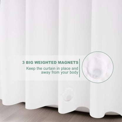 UFRIDAY White Long Shower Curtain Liner 72 x 75 inch, PEVA Bath Curtain for Home and Hotel, Extra Long Shower Curtain with 3 Magnets Bottom - color: White, size: 72"W x 75"L (Pack of 1)