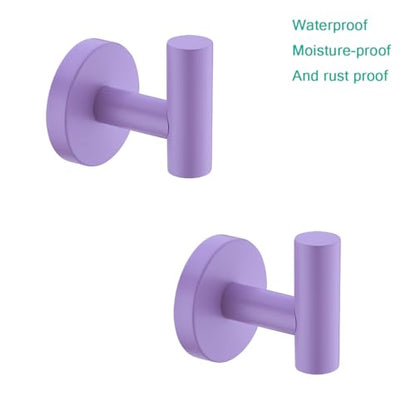 Towel Hooks for Bathrooms,Purple Wall Mount Hooks SUS 304 Stainless Steel Coat Hook Robe Hook Towel Hook 2 Count for Kitchen,Bedroom (Drilling),SE96006-8PP - color: Purple