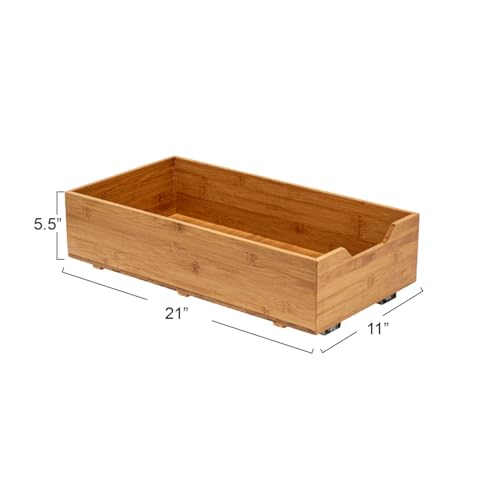 Household Essentials Glidez Bamboo and Steel Pull-Out/Slide-Out Storage Organizer for Under Cabinet Use - 1-Tier Design - Fits Standard Size Cabinet or Shelf, Natural - size: 11", style: Single Tier
