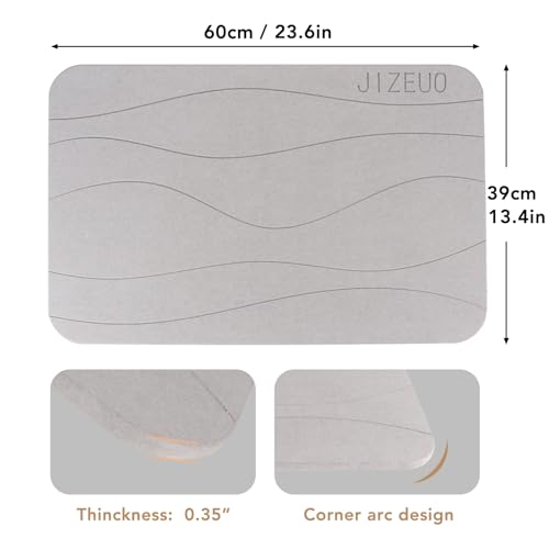 Stone Bath Mat Large, Diatomaceous Earth Shower Mat, Non-Slip Super Absorbent Quick Drying Bathroom Floor Mat, 2 Pack,23.62x15.35, Light Grey - color: Light Grey