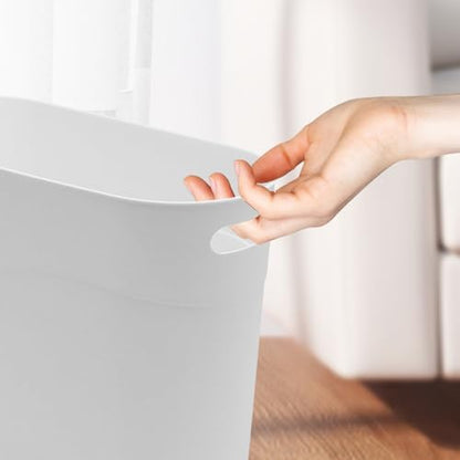 2 Pack 3.2 Gallon Plastic Trash Cans for Bathroom, Small Waste Bins with Handles, Compact Garbage Containers for Narrow Spaces, Recycle Wastebaskets for Office, Kitchen, Bedroom, Living Room (white) - color: white