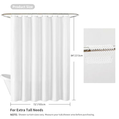 QiyI 3 in 1 Waffle Shower Curtain Set with Liner, White, 72 x 84 | Shower Curtain and Liner Set with Hooks, Waterproof Bathroom Curtain with PEVA Liner & 12 Double Sided Clear Plastic Rings - color: White, size: 72"W x 84"L (Pack of 1)