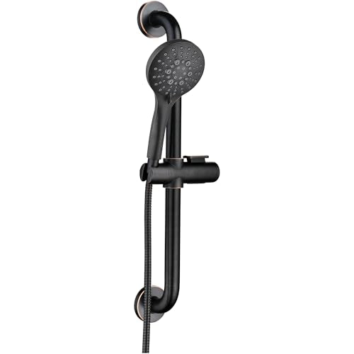 BRIGHT SHOWERS Slide Bar Shower Set with Handheld Shower Head, ADA-Compliant Stainless Steel Grab Bar, Adjustable Height and 69-Inch Hose, Oil Rubbed Bronze - color: Oil Rubbed Bronze