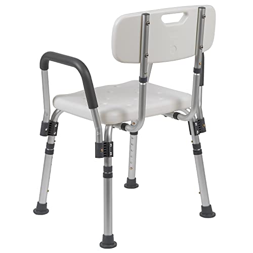 Flash Furniture Bath Shower Chair with Quick Release Back/Arms, White | Adjustable Height, Tool-Free Assembly, Non-Slip Feet, 300 LB Capacity - color: White