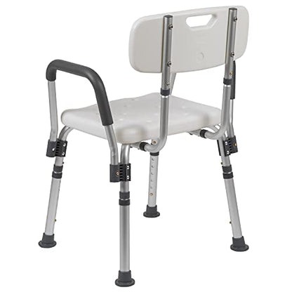 Flash Furniture Bath Shower Chair with Quick Release Back/Arms, White | Adjustable Height, Tool-Free Assembly, Non-Slip Feet, 300 LB Capacity - color: White