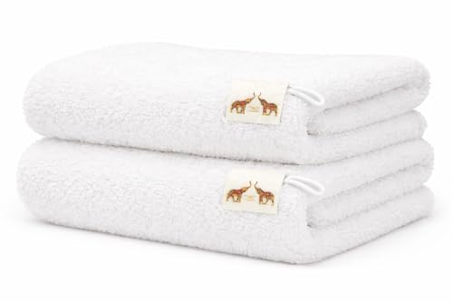 Mango Gifts 100% Cotton Hand Towels – Soft Terry Cotton with High Absorbency, Quick Dry, Lightweight and Durable, Machine Washable Towels for Bathroom, Gym and Spa, 28 x 15 Inch, Set of 2, White - color: White