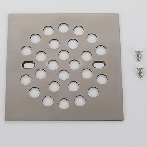 RRAJJ Square Improve 4-1/4 Inch(108mm*108mm) Screw-in Shower Floor Drain Grate Strainer (Brushed Nickel) - color: Brushed Nickel