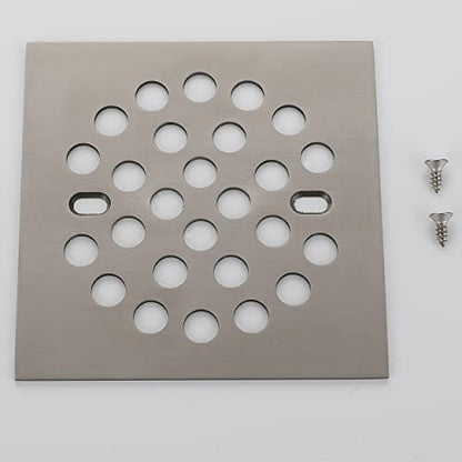RRAJJ Square Improve 4-1/4 Inch(108mm*108mm) Screw-in Shower Floor Drain Grate Strainer (Brushed Nickel) - color: Brushed Nickel