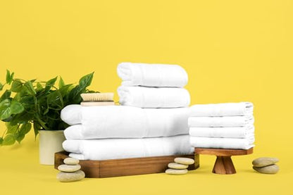 Luzia 8 Piece Bathroom Towel Set - 100% Turkish Cotton, Premium Quality - 2 Bath Towels 2 Hand Towels and 4 Washcloths (White) - color: White