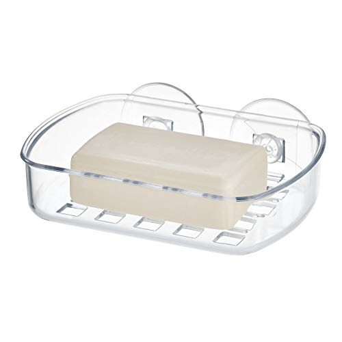 iDesign BPA-Free Plastic Suction Bar Soap Dish - 5.25" x 4" x 2", Clear,19600 - color: Clear