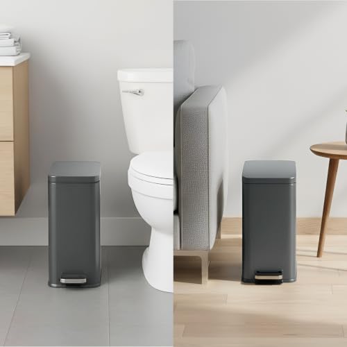 iTouchless 3 Gal Nursery Bin | Step Pedal Diaper Trash Can | Matte Grey | Wall-Hugger Shape Fits Narrow Gaps | Whisper-Quiet AirNova Damper | Matte Coating Resists Prints | Removable Liner Bucket - color: Gray