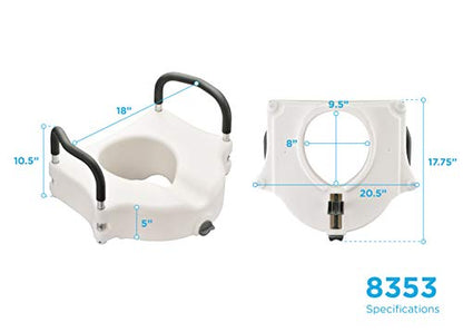 NOVA Medical Products Elevated Raised Toilet Seat with Removable, Padded Handles, White, 1 Count - style: With Arms