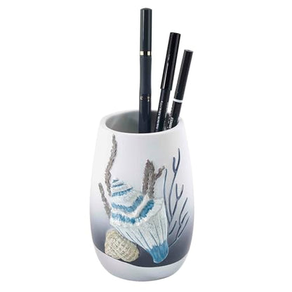 Avanti Linens – Bathroom Accessory, Resin Countertop Accessories, Oceanscape Inspired Bathroom Decor (Blue Lagoon Collection) - size: 4-Piece Accessories