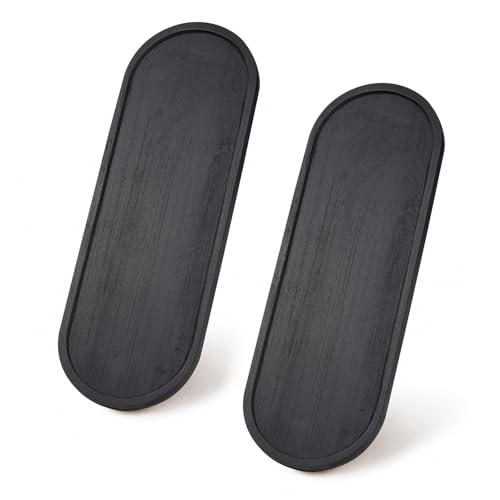 SheeChung Bathroom Counter Tray, Small Bamboo Vanity Tray - 10.3" x 3.6" | 2 PCS Black, Decorative Countertop Organizer for Soap Dispenser, Perfume, Jewelry, Catchall, Makeup, Candle, Coffee Table - color: Black, size: 10.3" x 3.6" - 2 Pack