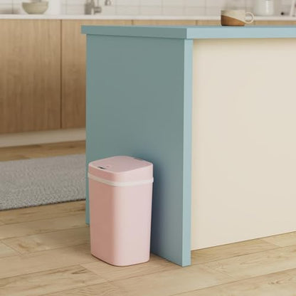 Ninestars 3 Gallon Automatic Trash Can, 12L Touchless Motion Sensor Bathroom or Bedroom Garbage Can with Odor-Sealing Lid, Impact-Resistant ABS Plastic, Pink - color: Pink