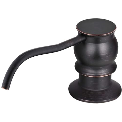 Brass Kitchen Soap Dispenser, Oil Rubbed Bronze in Sink Liquid Dish Soap Dispenser with High Capacity 500ML （17oz） ABS Bottle, Under Sink Hand Metal Dispenser Pump - color: Oil Rubbed Bronze, size: Without Hose