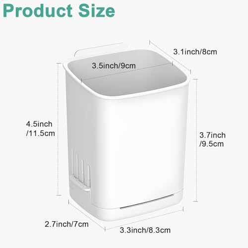 2 Pcs Toothbrush Holder Wall Mounted, No Drilling Toothbrush Holders for Bathroom, Shower Electric Toothbrush and Toothpaste Razor Holder Removable Self Draining for Bathroom Kitchen (White) - color: White