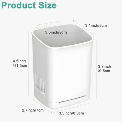 2 Pcs Toothbrush Holder Wall Mounted, No Drilling Toothbrush Holders for Bathroom, Shower Electric Toothbrush and Toothpaste Razor Holder Removable Self Draining for Bathroom Kitchen (White) - color: White