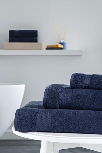 Ozdilek 6-Piece Bath Towel Set, 2 Bath, 2 Hand, 2 Wash, 100% Cotton Turkish Towels, 2 Bath Towels (30x60/550 GSM), 2 Hand Towels (16x30/575 GSM), 2 Washcloths (13x13/600 GSM) (Navy Blue) - color: Navy