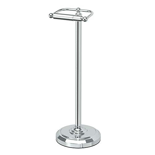 Gatco 1436C Toilet Paper Holder Stand, Chrome Finish, Freestanding Bathroom Floor Stand, Pedestal, Weighted Base, 22 Inch - color: Chrome