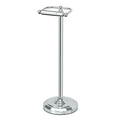 Gatco 1436C Toilet Paper Holder Stand, Chrome Finish, Freestanding Bathroom Floor Stand, Pedestal, Weighted Base, 22 Inch - color: Chrome
