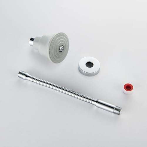 High Pressure Shower Head with Adjustable Shower Arm, Chrome 11.8 Inches Flexible Shower Head for Small Shower Stall High Pressure Shower Head Extension Arm with Flange