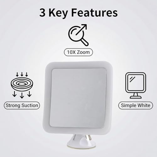 10X Magnifying Lighted Makeup Mirror with 360° Swivel, Suction Cup Vanity Mirror for Bathroom & Makeup