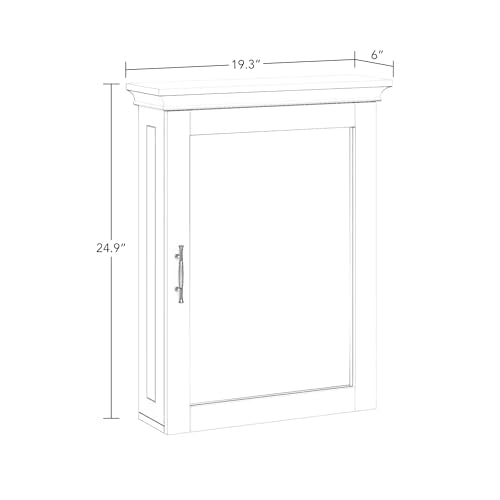 RiverRidge Somerset Bathroom Wall Mount Medicine Cabinet with Mirror, White | Bath Storage Cabinet with Adjustable Interior Shelf and Soft Close Hinges, Two-Tone Handles and Coved Top Detailing