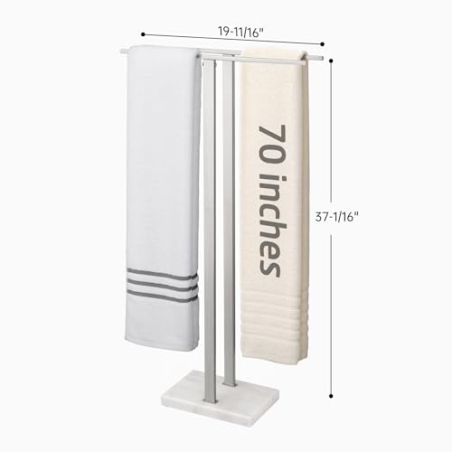 KES 37" H Standing Towel Rack, Heavy Marble Base, Brushed Finish | Taller Version, SUS304 Stainless Steel, 8.23 Lb Base, Anti-Slip Pads, Ideal For Large Bath Towels, No Drilling - color: Brushed Finish, size: 37" H (Equal-height)