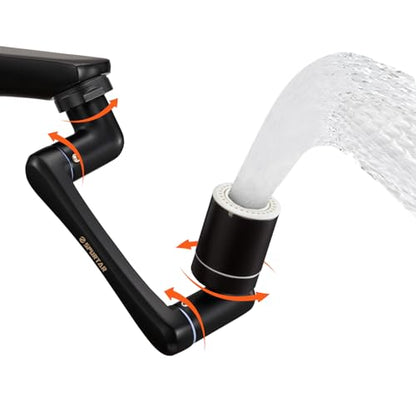 Spurtar 1440° Swivel Bathroom Faucet Extender | Fits G1/2" 55/64" 15/16" Threads | NOT fit for Delta, Moen, Kohler | 2-Spray Mode Faucet Aerator | Black (HHW0001BK) - color: 1PCS Black