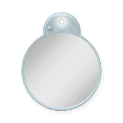Zadro Magnification Lighted Compact Mirror with LED Light & Retractable Suction Cups – Travel Makeup Mirror, Cool White 6400K Lighting, Battery Operated, Made in USA (French Blue, 10X | 4.3"L x 3.5"W) - color: French Blue