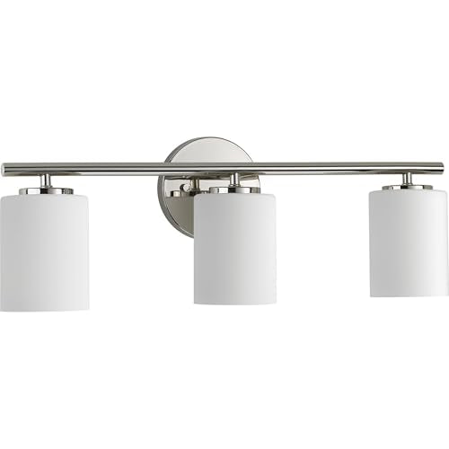 Progress Lighting 3-Light Etched Glass Modern Bath Vanity Light, Replay Collection , Indoor, P2159-104, Polished Nickel - color: Polished Nickel, size: 3-Light