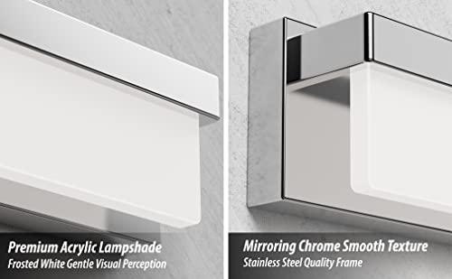 LED Bathroom Vanity Light Fixture Over Mirror 24.4 inch Modern Rectangle Finishing Bath Vanity Lighting Bar 4000K Daylight Wall Sconce (Chrome) - color: Chrome, size: 24 inch