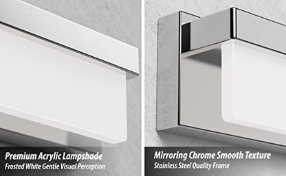 LED Bathroom Vanity Light Fixture Over Mirror 24.4 inch Modern Rectangle Finishing Bath Vanity Lighting Bar 4000K Daylight Wall Sconce (Chrome) - color: Chrome, size: 24 inch