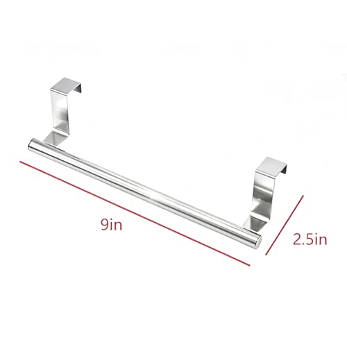 Over Cabinet Towel Holder 2PK Stainless Steel Door Mount Bar | No Drill Hanger for Kitchen Cabinet & Pantry Organization