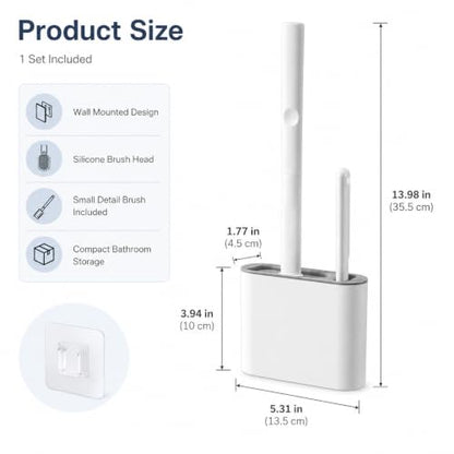 Toilet Brush Set,Bathroom Accessories,Japanese Style No Dead Angle Wall Mounted Holder Compact Bathroom Cleaning Kit for Home, Grey - color: Gray