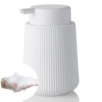 YAUKPH Striped Foaming Hand Soap Dispenser White | with Leak-Proof Pump for Bathroom and Kitchen Countertop 11oz - color: White, size: Foaming Dispenser