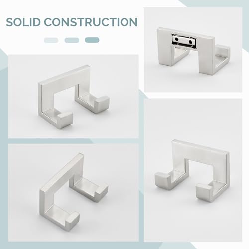 Angle Simple Double Towel Hook, Bathroom Robe Coat Hook, Brushed Nickel | Solid SUS304 Stainless Steel Hand Towel Holder, Modern Home Storage for Kitchen Shower Entryway RV, Screws Wall Mount - color: Brushed Nickel