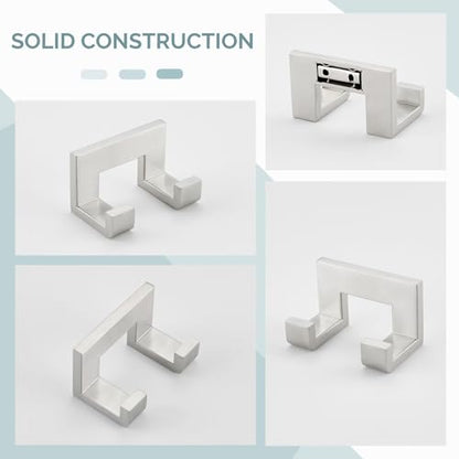 Angle Simple Double Towel Hook, Bathroom Robe Coat Hook, Brushed Nickel | Solid SUS304 Stainless Steel Hand Towel Holder, Modern Home Storage for Kitchen Shower Entryway RV, Screws Wall Mount - color: Brushed Nickel