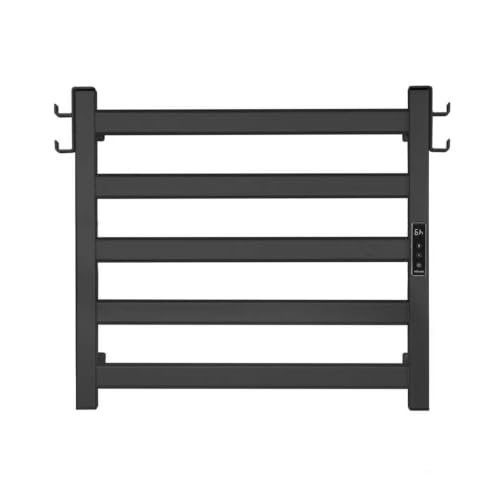 EA15 Series Towel Warmer, Heated Towel Rack, 5 Bar, Black | Heated Towel Rack, 5 Bar, Black Dual Hooks, Built-in Thermo Control and Timer, Memory Function, Work with Smart Plug - color: Black, size: 5 Bar