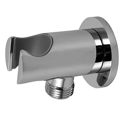 Hand Held Shower Head Holder Hose Connector Shower Wand Holder Wall Mount Handheld Shower Handle Sprayer Holder Shower Hose Adapter Shower Elbow with Spray Head Bracket 1/2 NPT Female Thread Chrome - color: Chrome