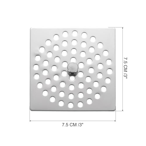 uxcell Shower Drain Hair Catcher, 3 inch Stainless Steel Square Floor Drain Cover Anti-Clogging Protection Cover Replacement for Furniture Repair Bathroom Kitchen