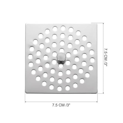 uxcell Shower Drain Hair Catcher, 3 inch Stainless Steel Square Floor Drain Cover Anti-Clogging Protection Cover Replacement for Furniture Repair Bathroom Kitchen