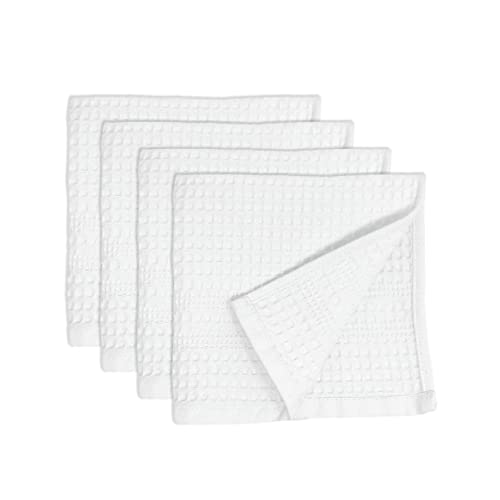 GILDEN TREE Waffle Towels Wash Cloths for Showering, Exfoliating Washcloth Face Towels, Quick Dry Towel Cotton Washcloths Set of 4, Classic Style (White) - color: White, size: Washcloth (4 Pack)