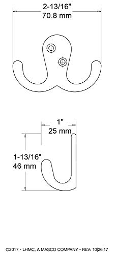 Liberty Hardware B59104Z-FB-C Double Prong Robe Hook, Flat Black (Pack of 2)