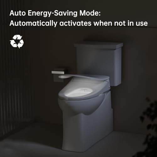 Auto Open Close Bidet Toilet Seat, Elongated with Endless Warm Water, Seat Heating, Night Light, Warm Air Dryer, Advanced Bidet Attachment for Toilets