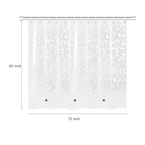 60 inch Height Shorted 8G Waterproof Shower Curtain Liner, Pebble Pattern, 3 Heavy Duty Magnets, Premium EVA Material Not PVC(72W x 60H) - color: Clear Pebble 8g, size: 72"W x 60"L (Pack of 1)