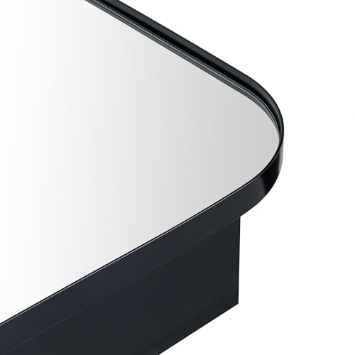 TEHOME Black Rectangle Long Bathroom Medicine Cabinet with Mirror Matt Black Recessed and Surface Mount Stainless Steel Metal Framed Rounded Rectangular Bathroom Cabinet with Mirror 20x40'' - size: 20 x 40''